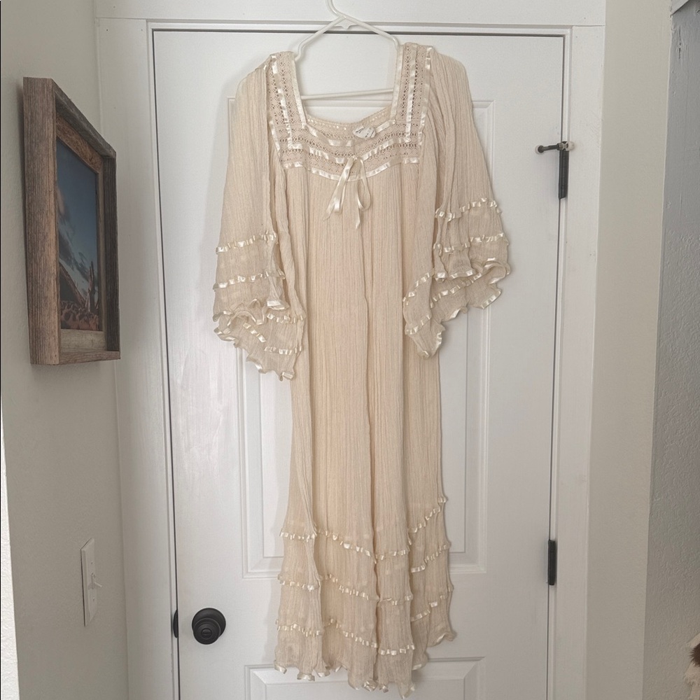Boho Cream cotton Dress - Picture 6 of 6